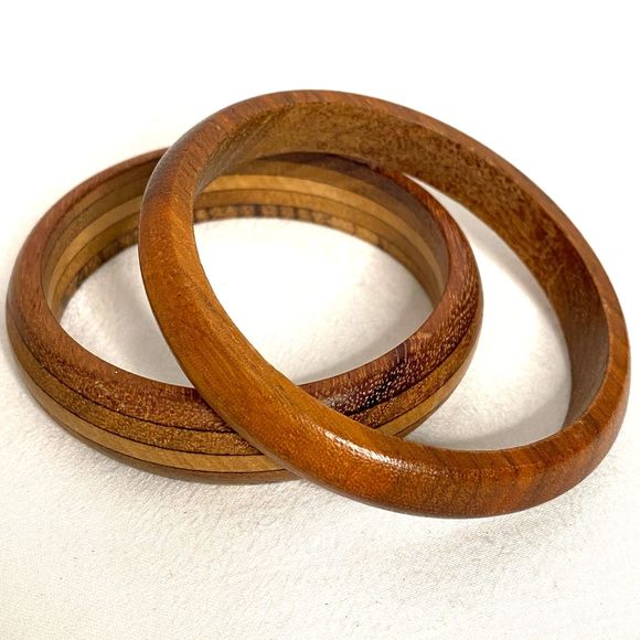 Wooden Bangle Bracelets Different Patterns, Different Widths - Picture 3 of 10